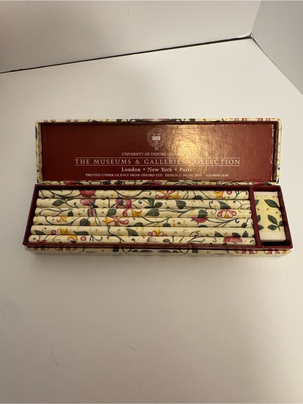 University of Oxford Museum Gallery Floral Pencil Set with eraser matching box